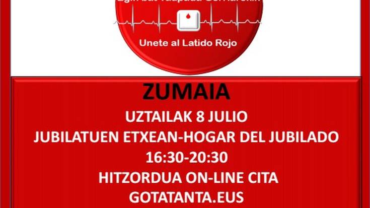 Uztailaren 8an bereziki oso garrantzitsua den odol ateraketa Zumaian