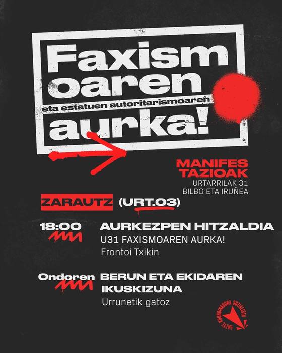 Hitzaldia: 'U31 Faxismoaren aurka' aurkezpen hitzaldia eta 'Urrunetik gatoz' ikuskizuna