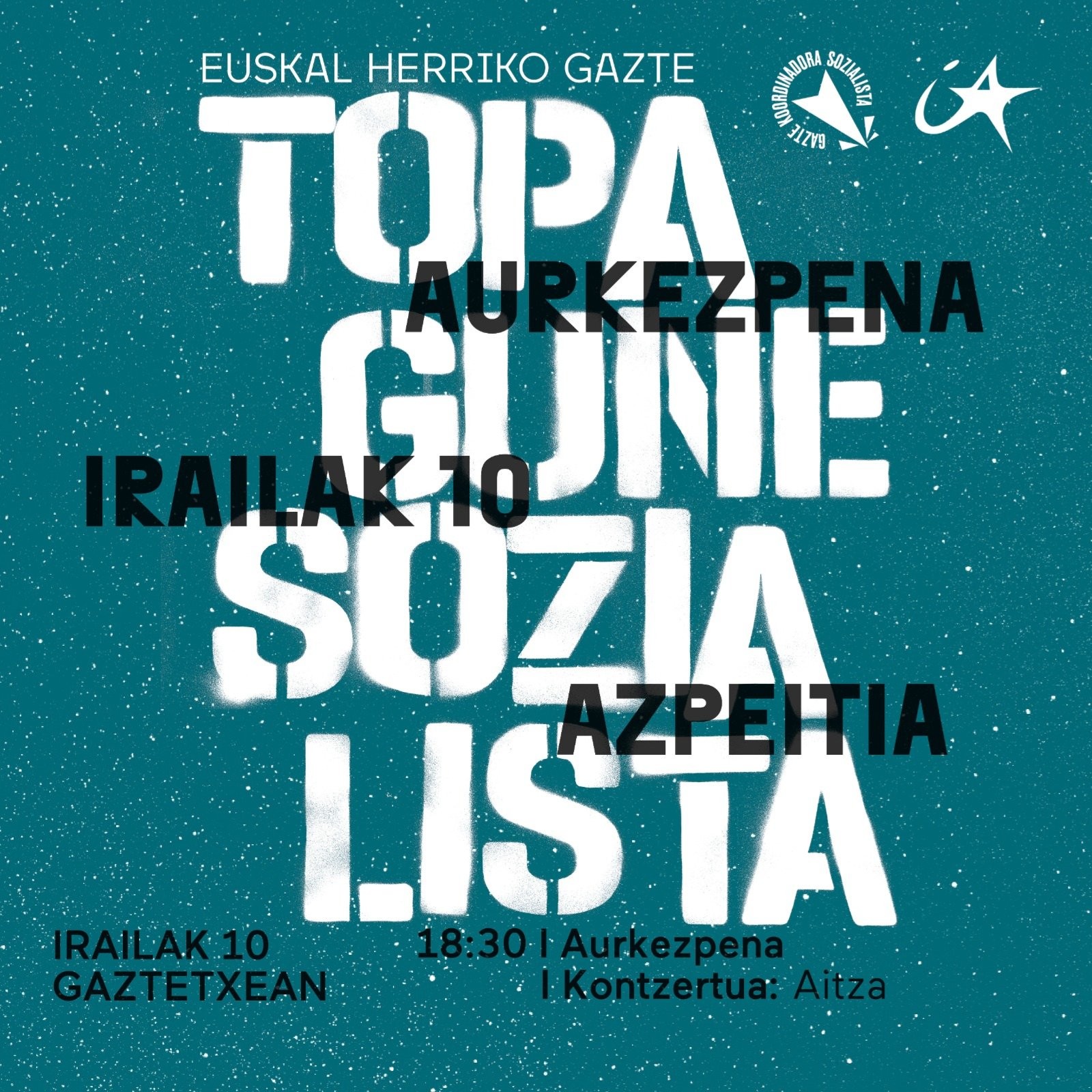 Gazte Topagune Sozialistaren aurkezpena, ostiralean, Gaztetxean