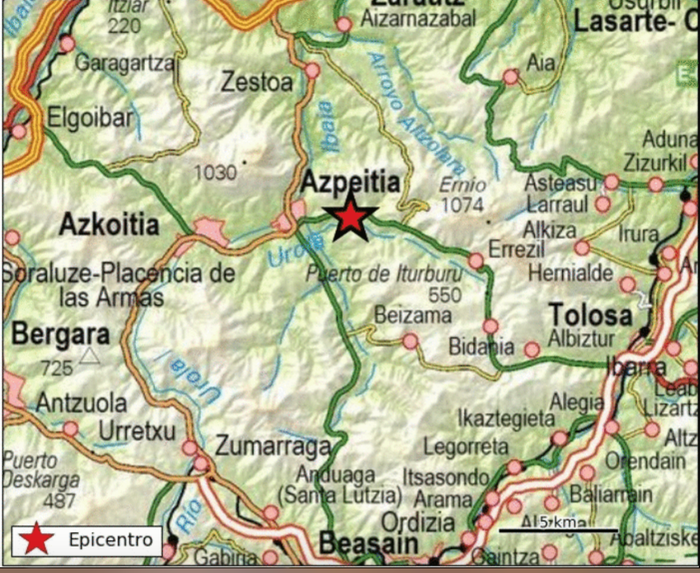 Lurrikara txiki bat izan zen larunbatean Azpeitia eta Errezil artean