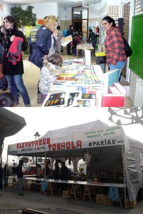 Elkartasun tonbolarako eta liburuen truke azokarako material bila ari dira bi ikastetxeak