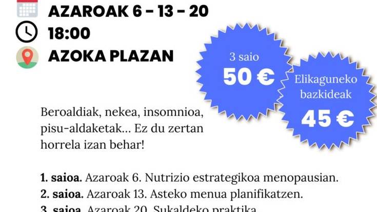 'Nutrizioa perimenopausian eta menopausian' ikastaroa