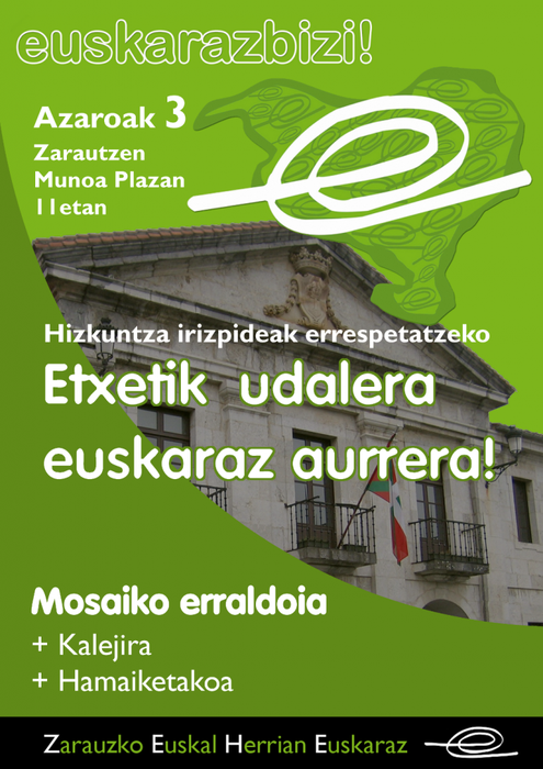 Mosaiko erraldoia egingo dute igandean Zarautzen, hizkuntza irizpideak errespeta daitezen eskatzeko