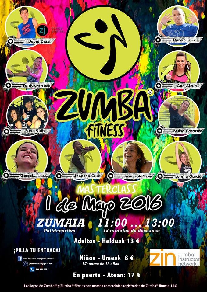 ZUMBAko masterclass saioa, maiatzaren 1ean, kiroldegian