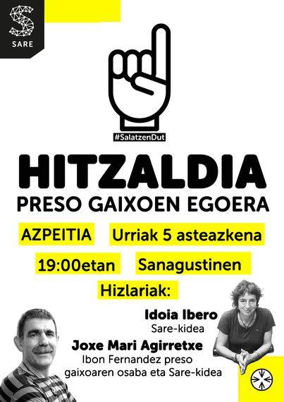 Preso gaixoen egoera hizpide izango dute bihar, Sanagustinen
