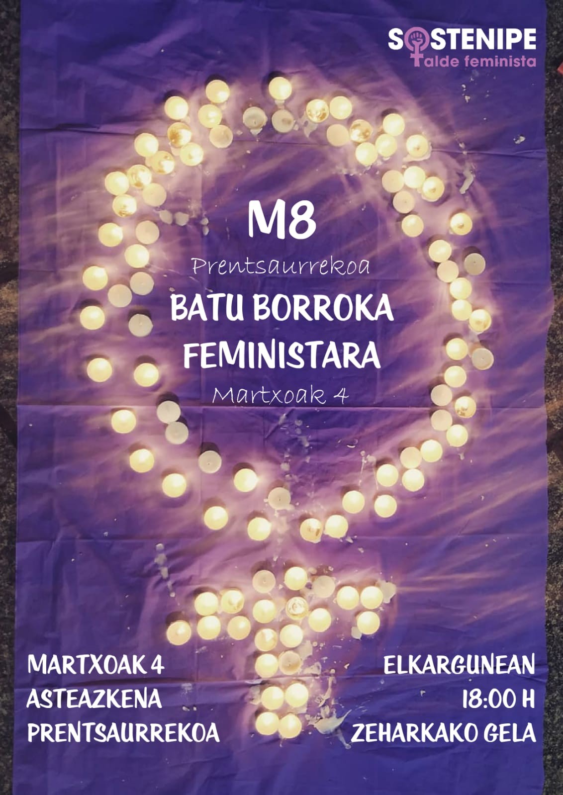 Bihar, martxoak 4, Sosteniperen Martxoaren 8ko egitaraua aurkeztuko da jendaurrean