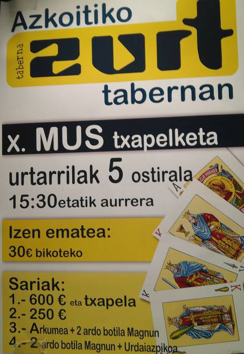 X. Mus Txapelketa Zurt tabernan