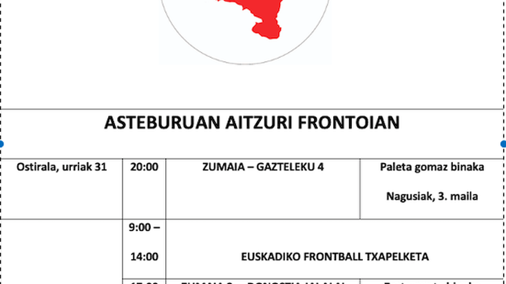 Aste honetako pilota partidak