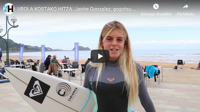 Bideoa: Janire Gonzalez zumaiarrak gogotsu hartuko du parte Cabreiroa Pro Zarautzen