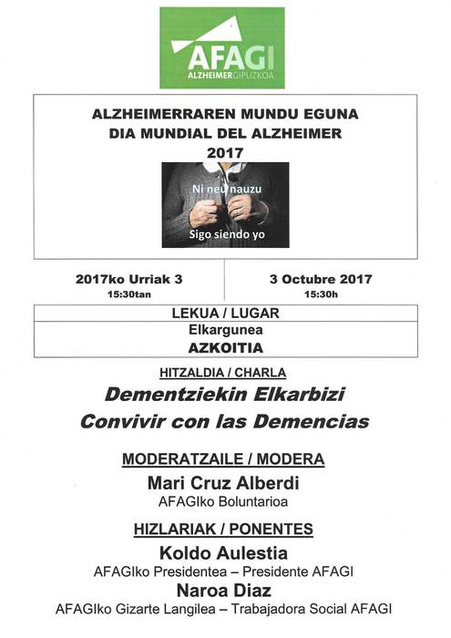"Dementziekin Elkarbizi" lemapean, hitzaldia eskainiko du Afagik