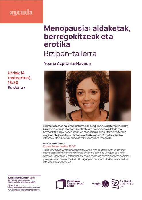 Bizipen tailerra: 'Menopausia: aldaketak, berregokitzeak eta erotika'