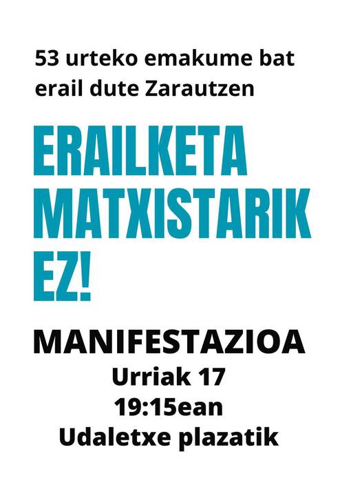 Manifestazioa: 'Erailketa matxistarik ez'