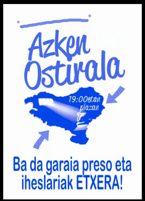 Hileko azken ostiraleko presoen aldeko elkarretaratzea