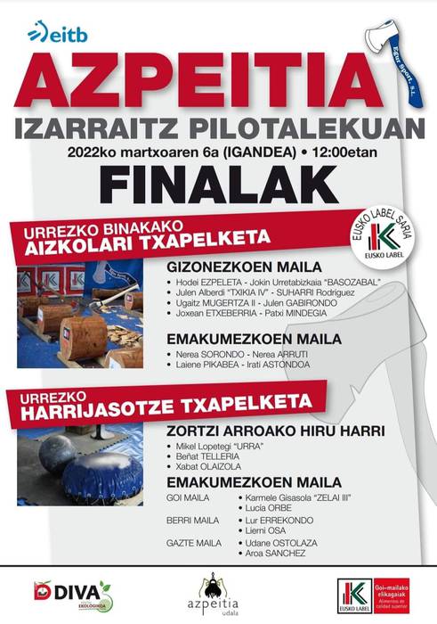 Urrezko Binakako Aizkolari Txapelketako eta Urrezko Harrijasotze Txapelketako finalak