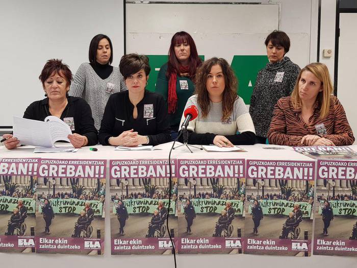 Adinekoen zaintzaren sektoreko Urola Kostako langileak ere grebara deitu dituzte ELAk eta LABek