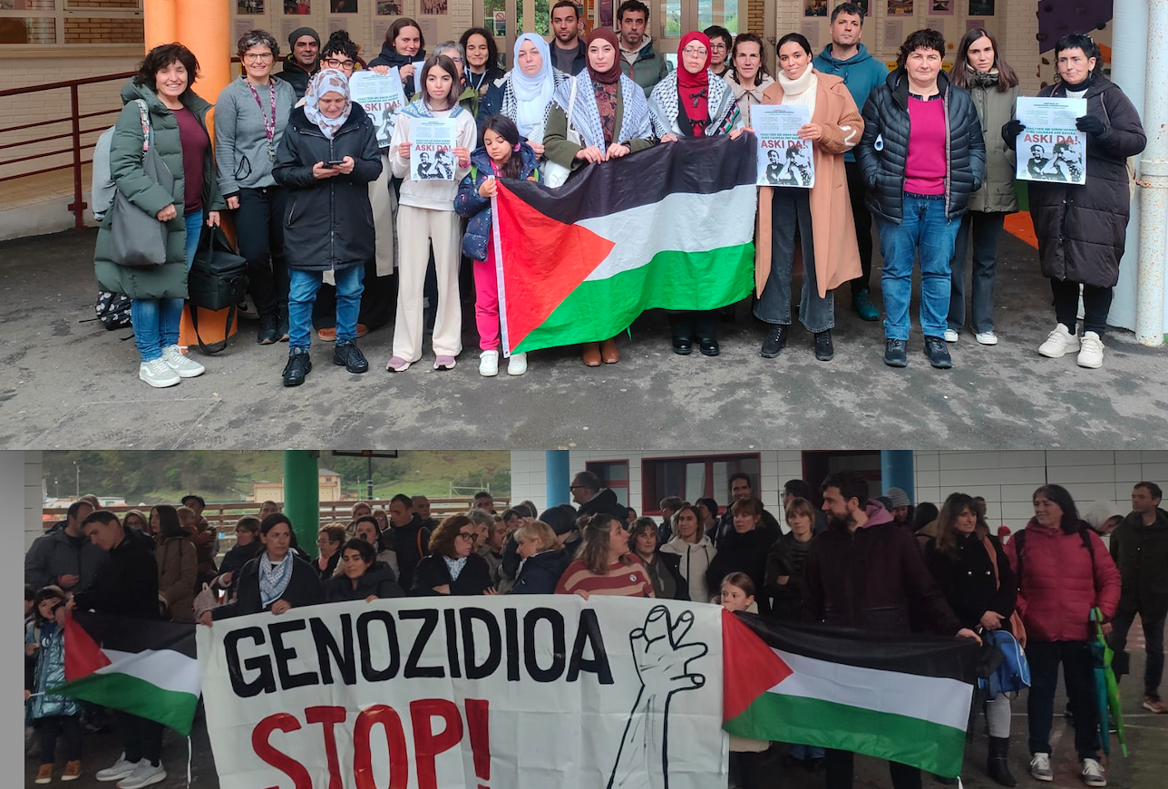 Palestinaren alde protesta egin dute herriko bi ikastetxeetan