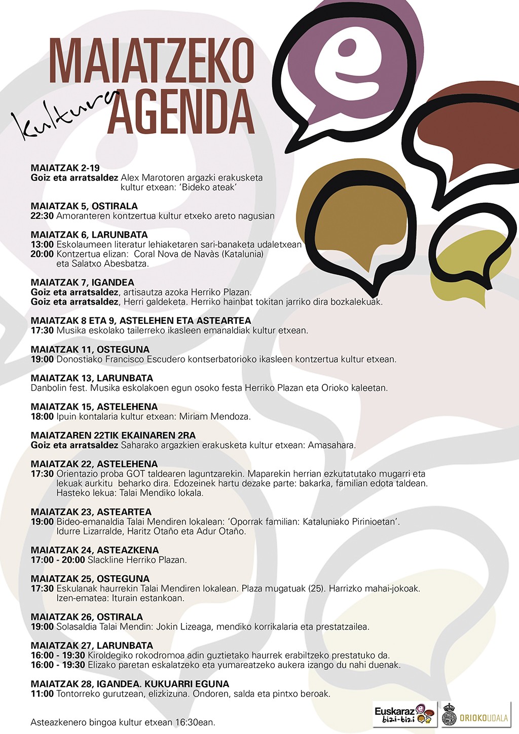 Maiatzeko kultur agenda