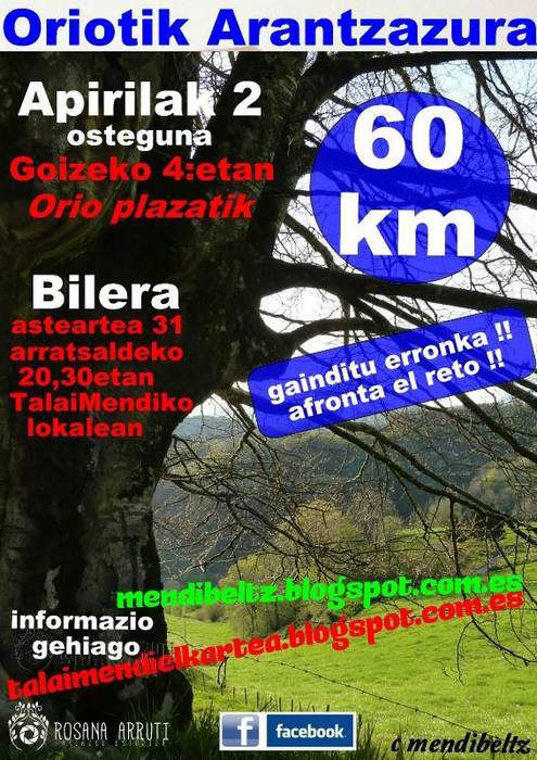 Irteera egingo dute Oriotik Arantzazura apirilaren 2an
