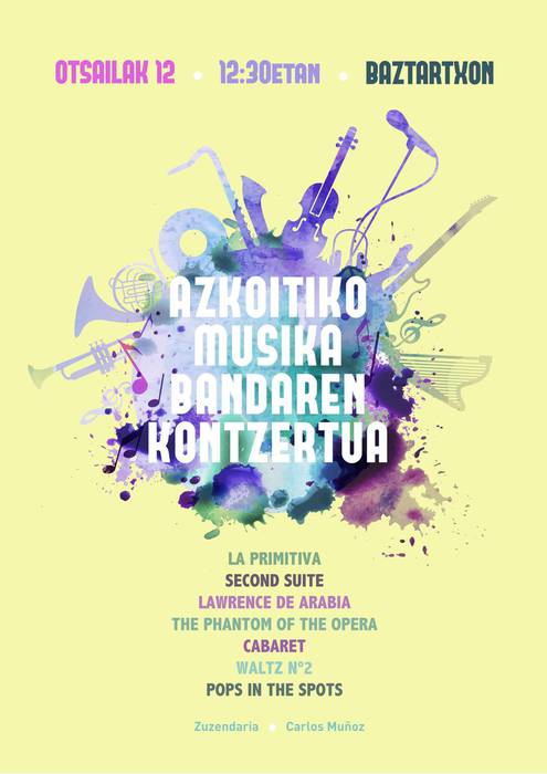 Musika bandaren kontzertua igandean, Baztartxon