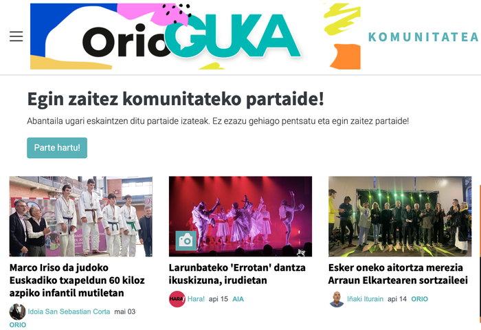 Orio Gukaren webguneko komunitatea, berrituta