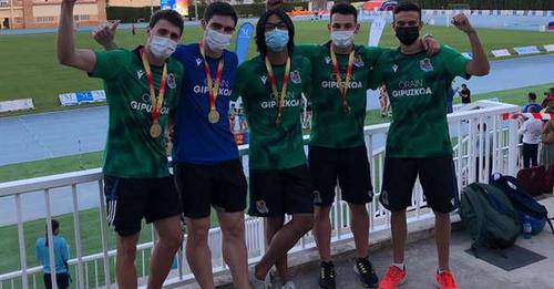 Aimar Arreitunandia zestoarrak bi domina irabazi ditu Espainiako atletismo txapelketetan Realaren 4x100 erreleboarekin
