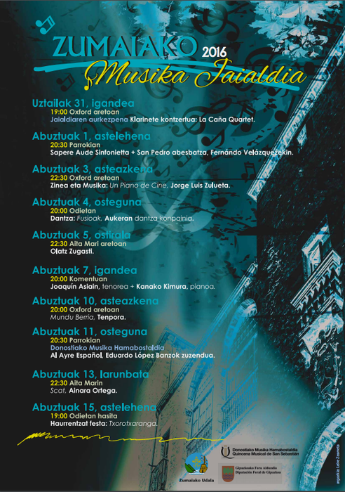 Musika Jaialdia 2016: egitaraua
