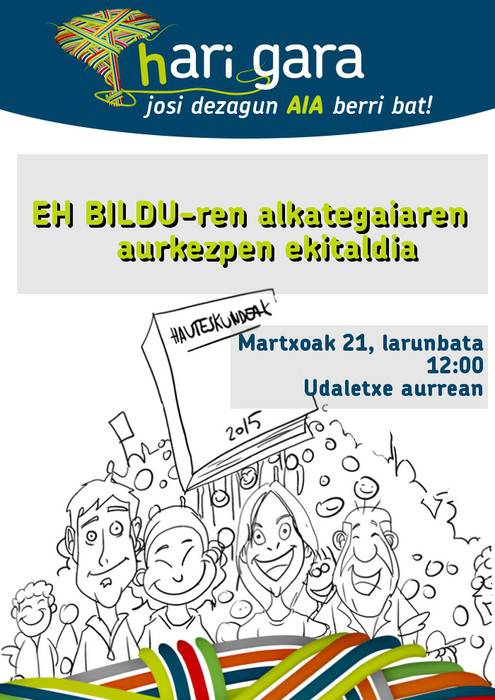 Aiako EH Bilduk alkategaia aurkeztuko du larunbat eguerdian