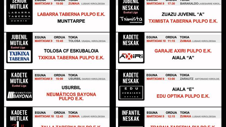 Pulpo Eskubaloiko partiduen ordutegia