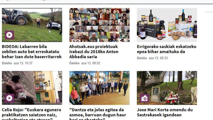 Gaurtik aurrera itxura berria du Baleike.eus webguneak