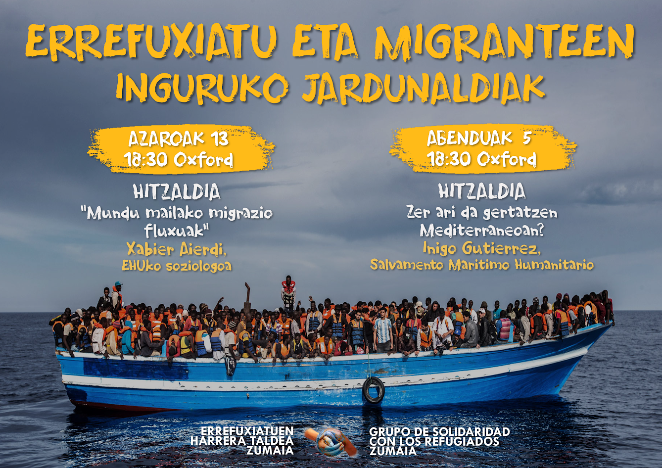 Errefuxiatu eta migranteen inguruko jardunaldiak antolatu ditu Harrera Taldeak