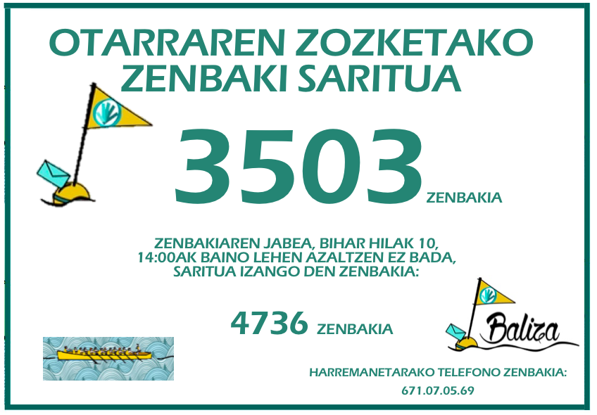 Badugu otarraren zozketako zenbaki saritua!
