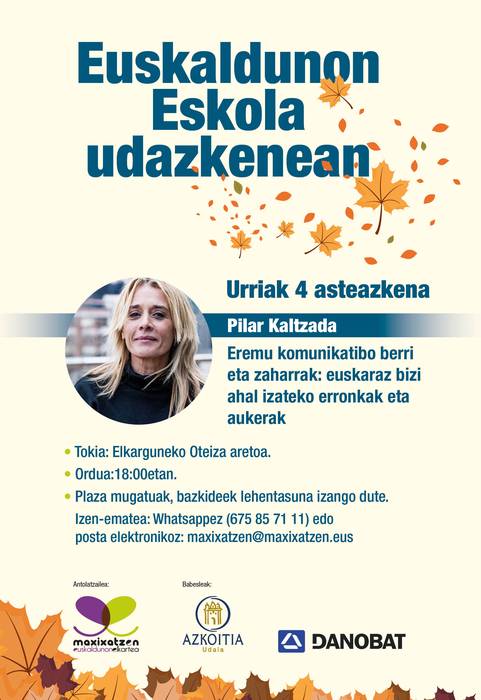 Pilar Kaltzadaren hitzaldia: 'Eremu komunikatibo berri eta zaharrak: euskaraz bizi ahal izateko erronkak eta aukerak'