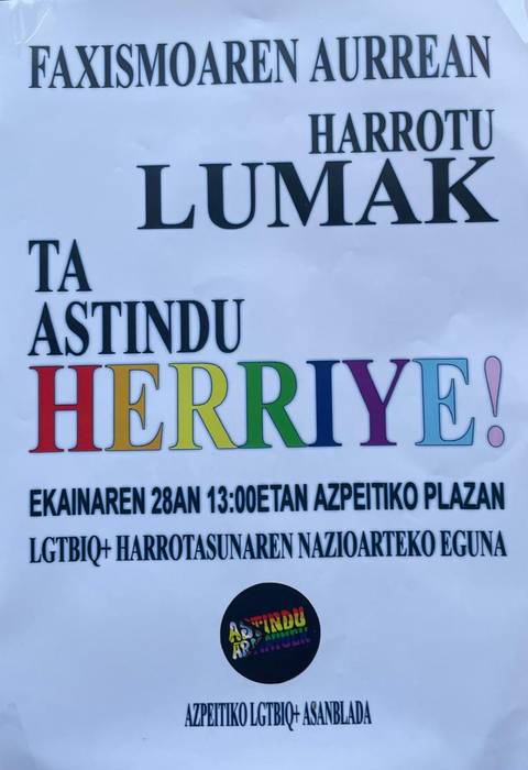 Elkarretaratzea: 'Faxismoaren aurrean harrotu lumak ta astindu herriye'