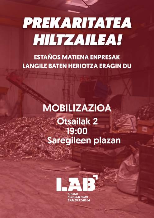 Elkarretaratzea: 'Prekaritatea hiltzailea!'