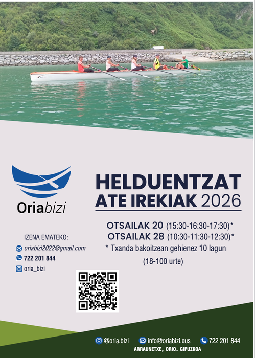 Ate irekiak: aisialdiko arrauna Oria Bizirekin