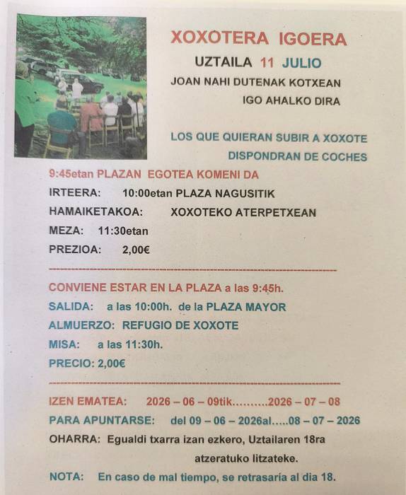 Irteera: Xoxotera igoera