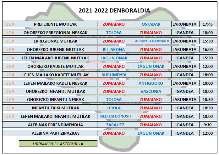 Asteburu honetako futbol partiden ordutegia