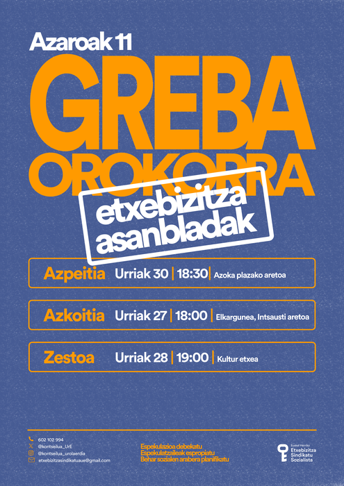 Asanblada: azaroaren 11ko greba orokorra