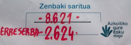 Azkoitiko Gure Esku Dagok egindako zozketak badu zenbaki saritua