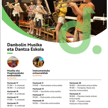 Kontzertua: Danbolin Musika eta Dantza Eskolako ikasleen musika-entzunaldiak