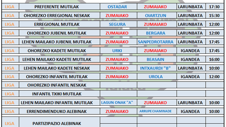 Asteburuko partidak Aita Mari futbol zelaian