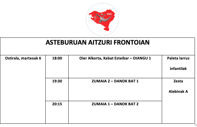 Aste honetako pilota partidak