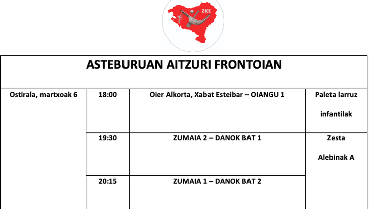 Aste honetako pilota partidak