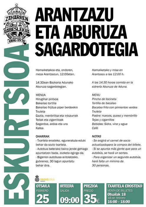 Arantzazura irteera Zaharren Babeslekutik