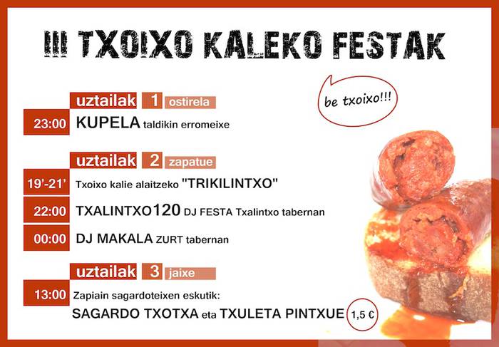 Txoixo kaleko festak izango dira asteburuan Azkoitian