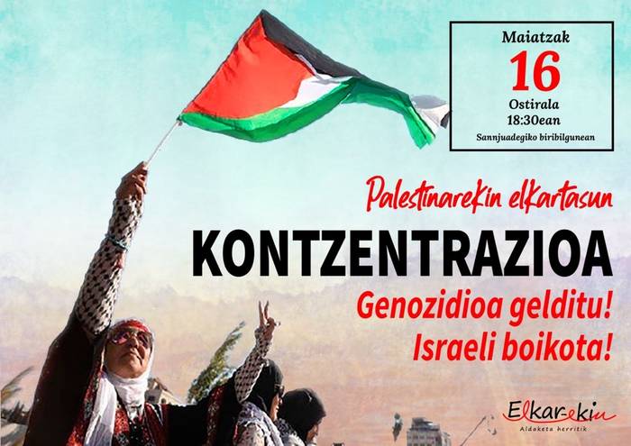 Elkarretaratzea: 'Genozidioa gelditu! Israeli boikota'