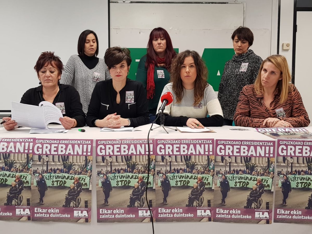 ELA sindikatuak grebara deitu ditu Gipuzkoako eguneko zentroetako eta adineko egoitzetako langileak