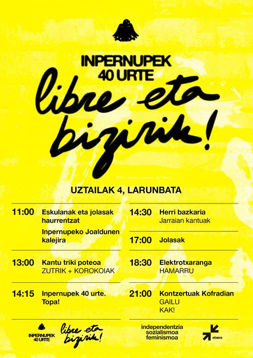 'Inpernupek 40 urte, libre eta bizirik!' festa