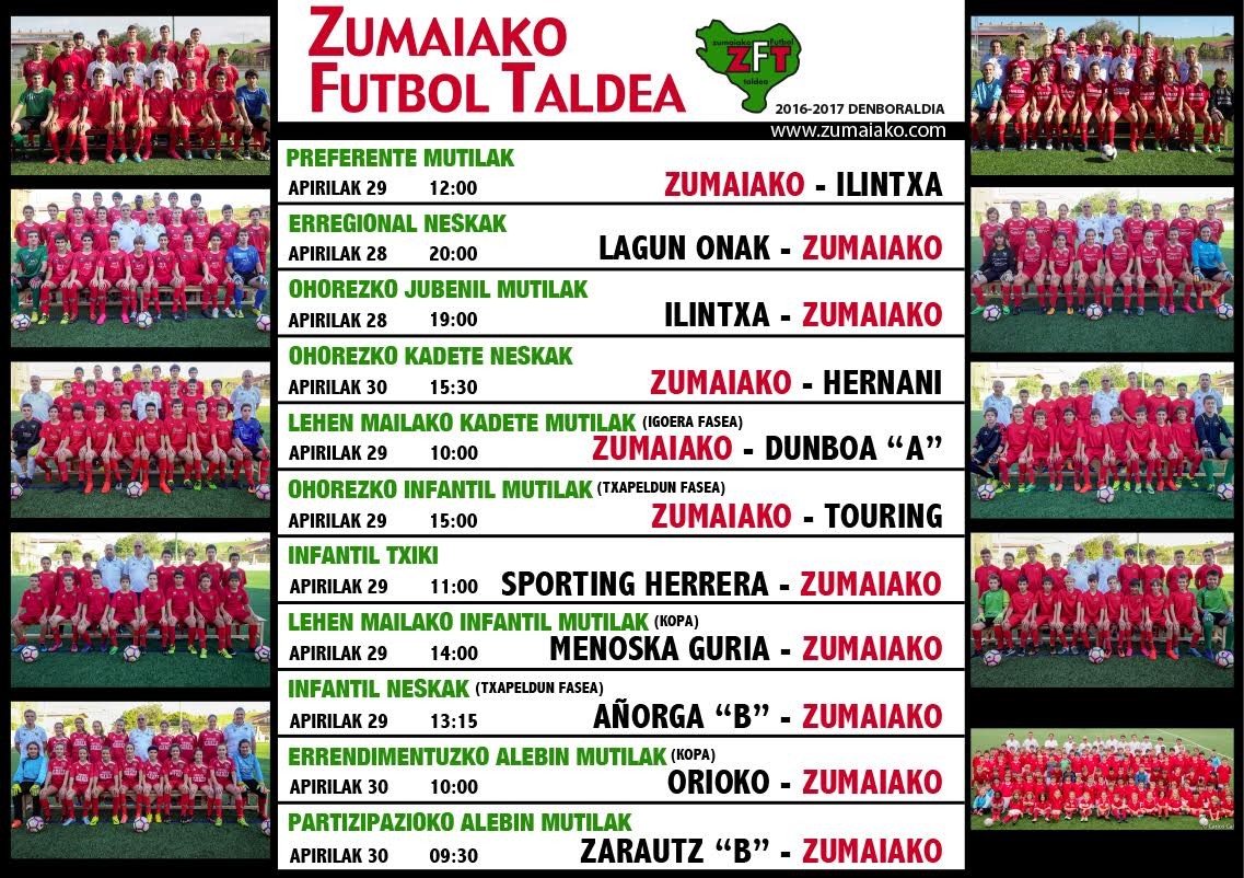 Astebukaerako Zumaiko Futbol Taldearen partiduak 
