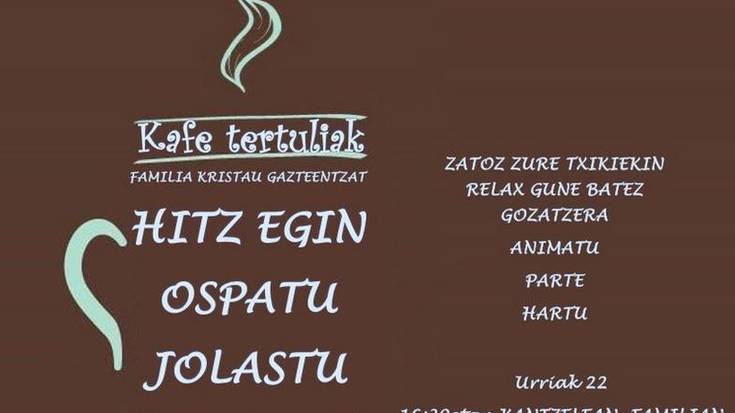 Familia kristau gazteentzat kafe tertulia antolatu du iganderako Azkoitiko Parrokiak